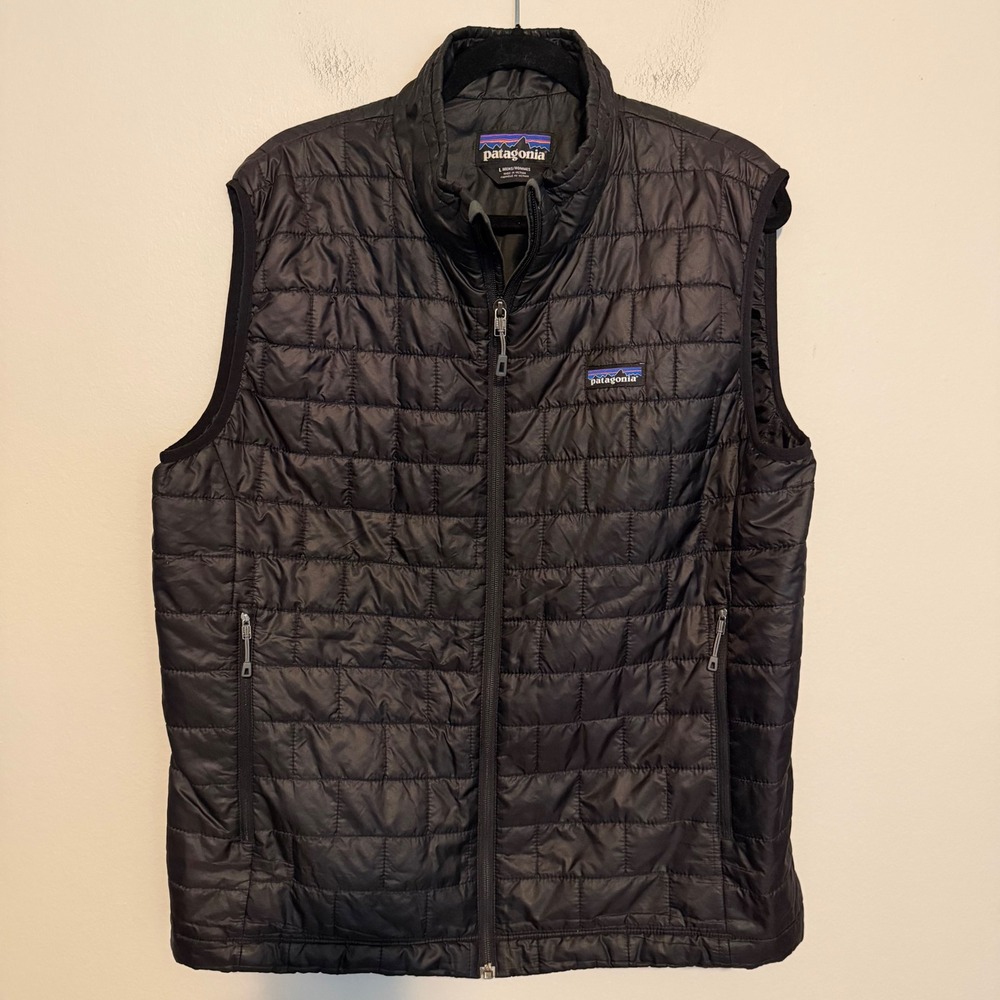 Patagonia Nano Puff Vest Large Black PrimaLoft Insulated Full Zip XL gorpcore